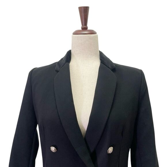 Mango MNG Double Breasted Tailored Velvet Collar Blazer Jacket Black Size Small - Picture 7 of 14